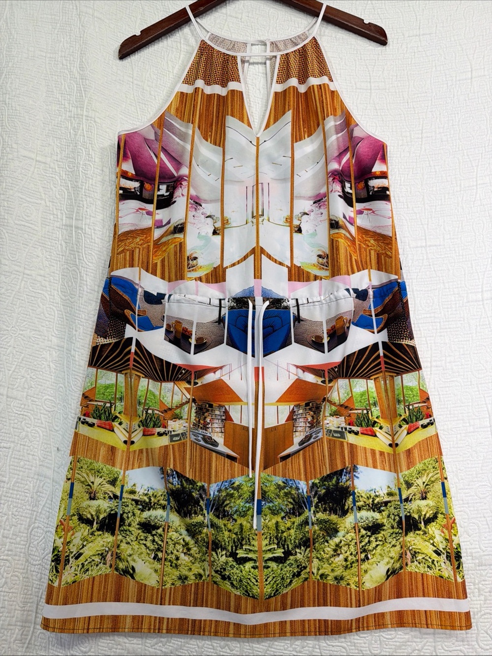 Clover Canyon Dress Womens XS Room With A View Sleeveless Keyhole Drawstring